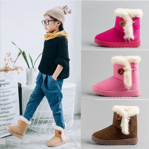 MHYONS 2019 New Winter Children Boots Thick Warm Shoes Cotton-Padded Suede Buckle Boys Girls Boots Boys Snow Boots Kids Shoes B9