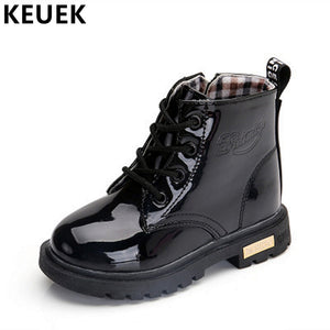 NEW 2019 Girls Leather Boots Boys Shoes Spring Autumn PU Leather Children Boots Fashion Toddler Kids Boots Warm Winter Boots 3BB
